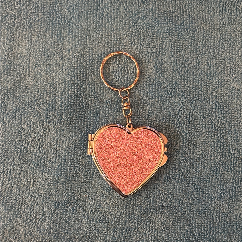 Heart-Shaped Pink Glitter Keychain